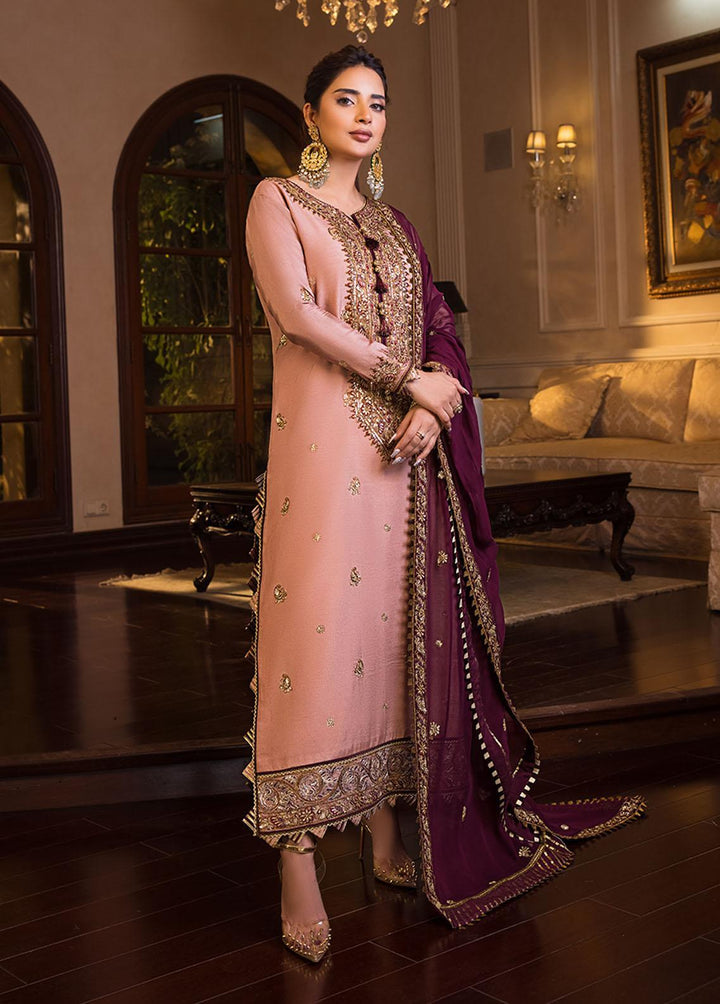 Maahru & Noorie by Asim Jofa Embroidered Cotton Silk Suits Unstitched 3 Piece AJ23MN AJSM-17 - Festive Collection