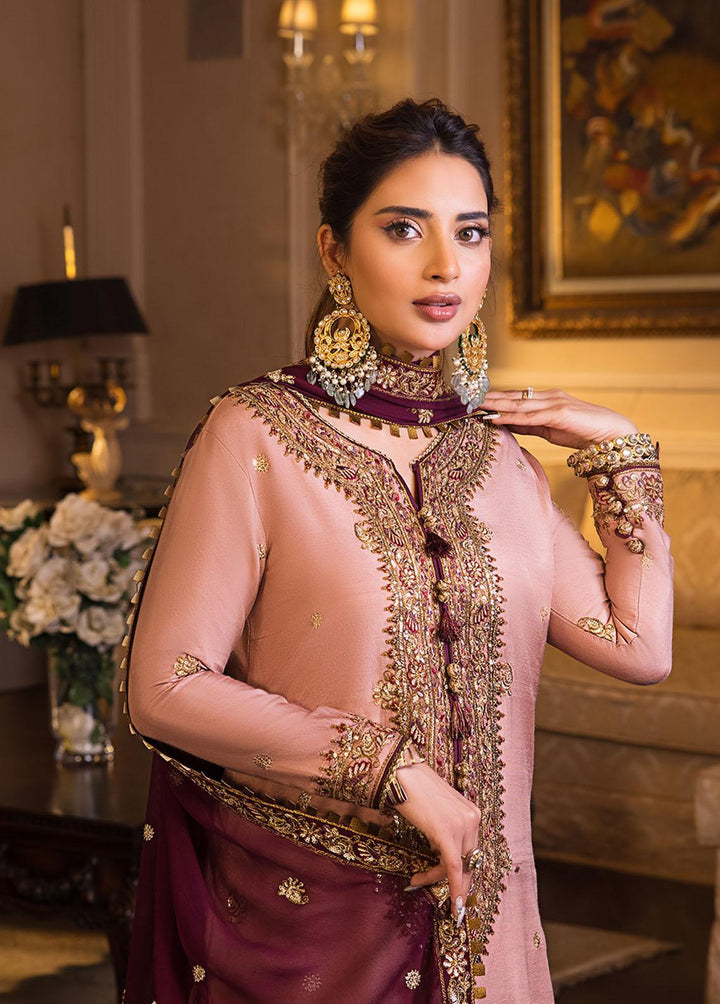 Maahru & Noorie by Asim Jofa Embroidered Cotton Silk Suits Unstitched 3 Piece AJ23MN AJSM-17 - Festive Collection