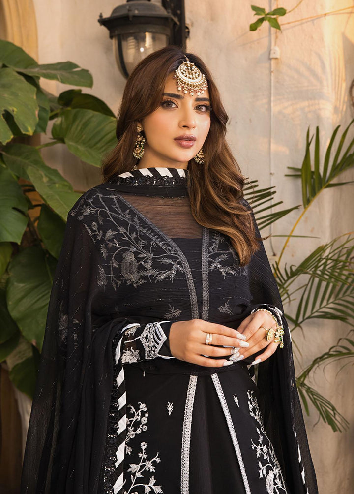 Maahru & Noorie by Asim Jofa Embroidered Chiffon Suits Unstitched 3 Piece AJ23MN AJSM-19 - Festive Collection