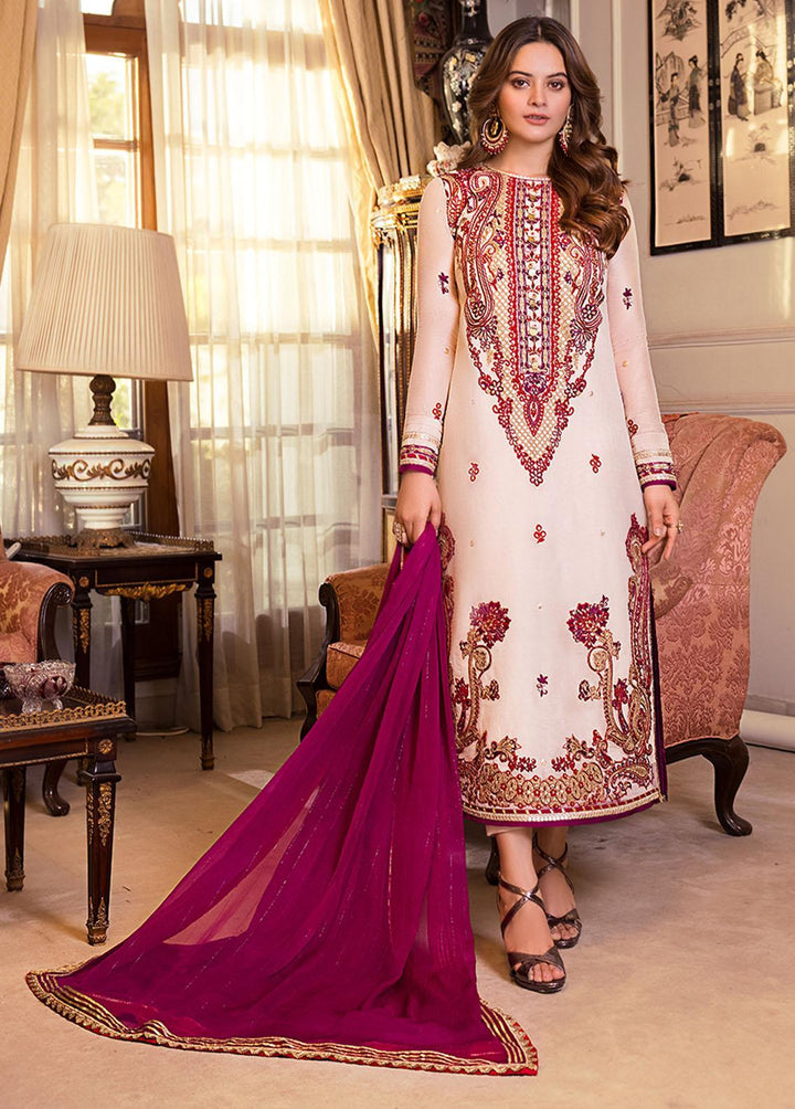 Maahru & Noorie by Asim Jofa Embroidered Cotton Net Suits Unstitched 3 Piece AJ23MN AJSM-20 - Festive Collection