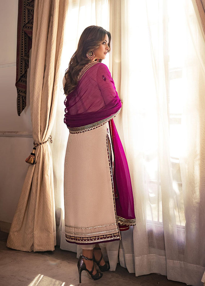 Maahru & Noorie by Asim Jofa Embroidered Cotton Net Suits Unstitched 3 Piece AJ23MN AJSM-20 - Festive Collection