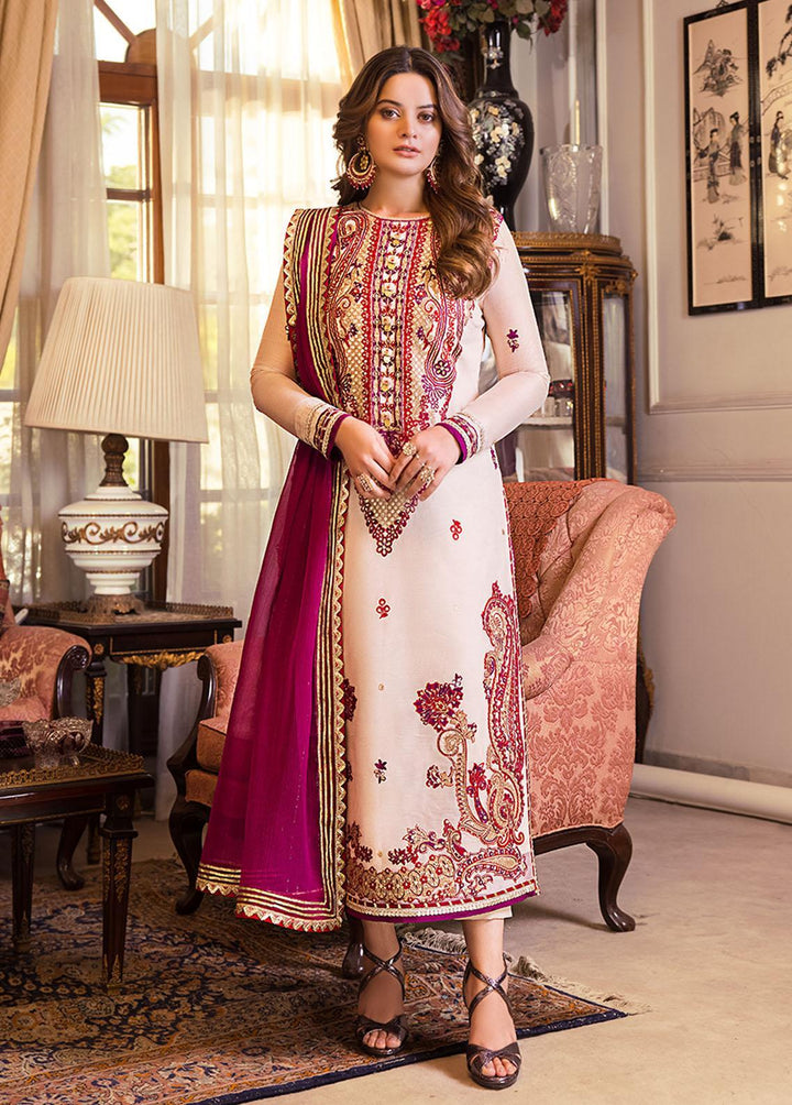 Maahru & Noorie by Asim Jofa Embroidered Cotton Net Suits Unstitched 3 Piece AJ23MN AJSM-20 - Festive Collection