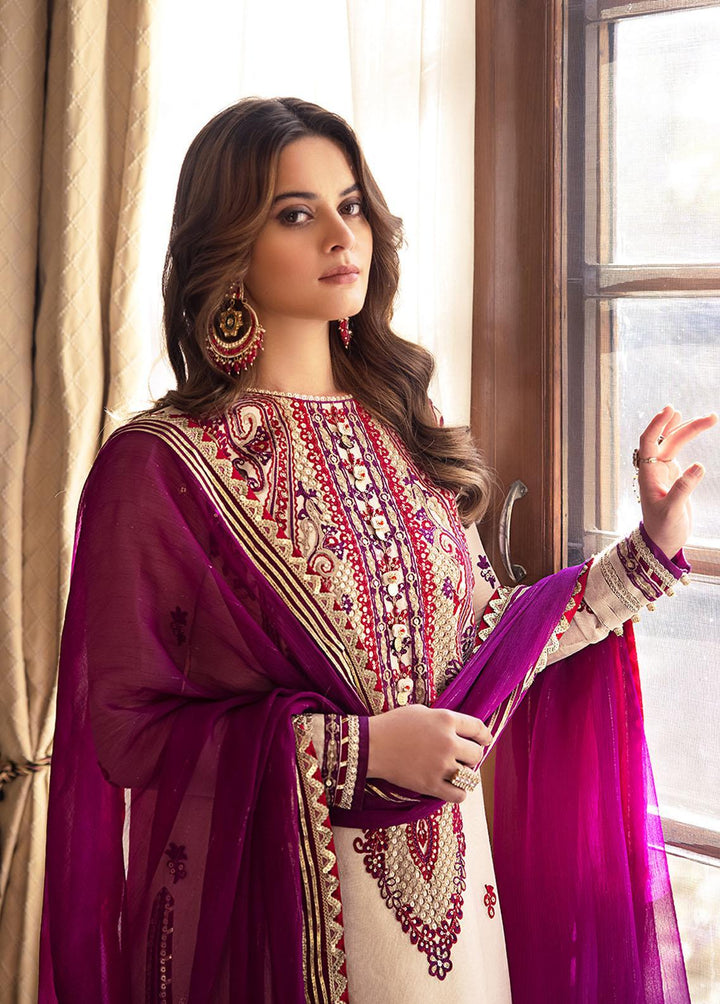 Maahru & Noorie by Asim Jofa Embroidered Cotton Net Suits Unstitched 3 Piece AJ23MN AJSM-20 - Festive Collection