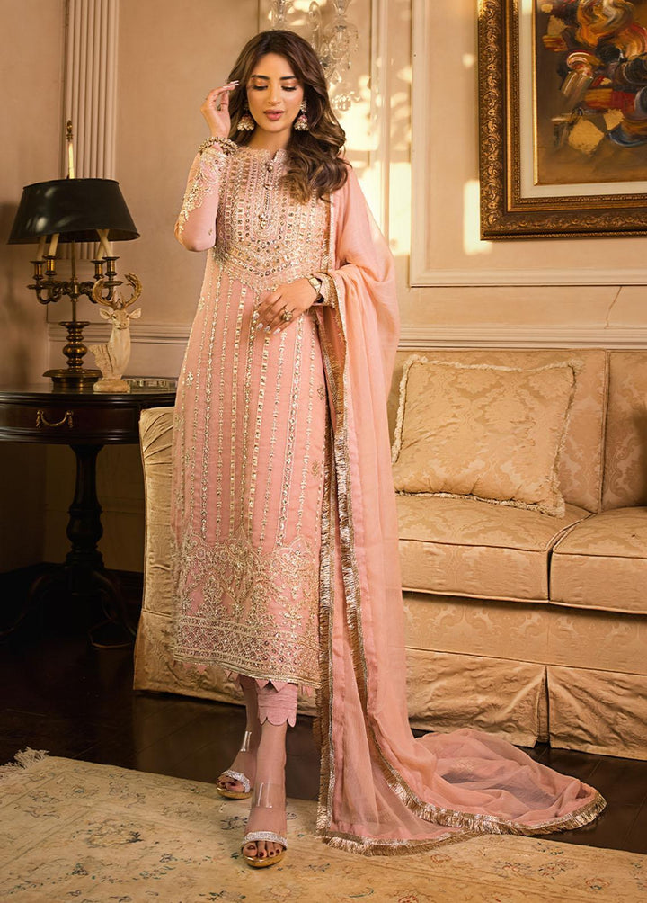 Maahru & Noorie by Asim Jofa Embroidered Chiffon Suits Unstitched 3 Piece AJ23MN AJSM-21 - Festive Collection