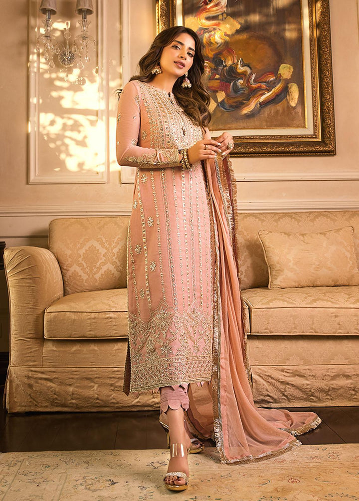 Maahru & Noorie by Asim Jofa Embroidered Chiffon Suits Unstitched 3 Piece AJ23MN AJSM-21 - Festive Collection