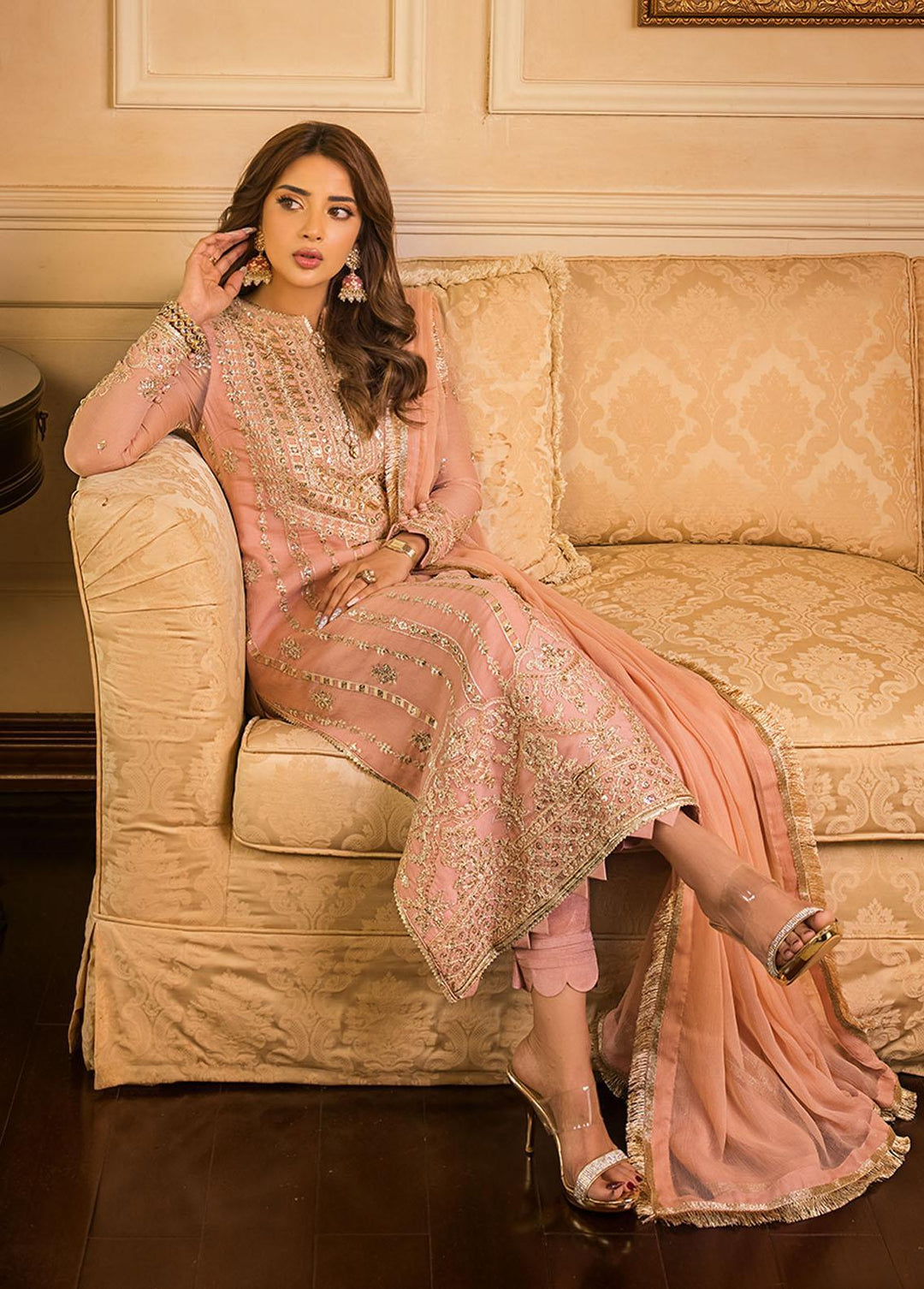 Maahru & Noorie by Asim Jofa Embroidered Chiffon Suits Unstitched 3 Piece AJ23MN AJSM-21 - Festive Collection