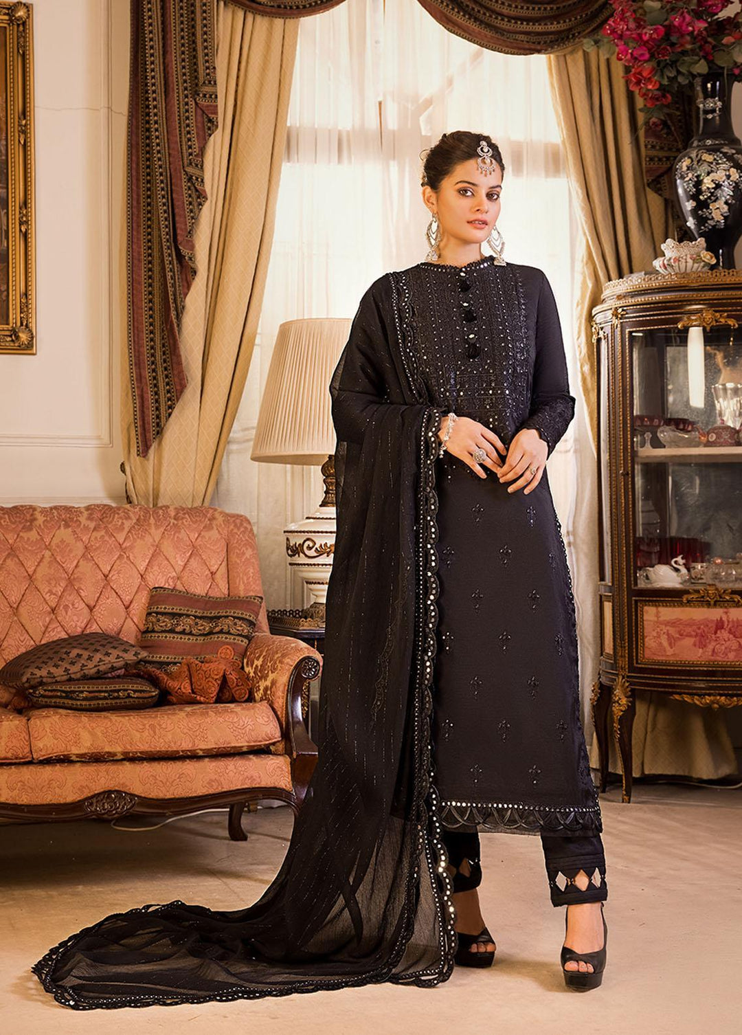 Maahru & Noorie by Asim Jofa Embroidered Cotton Suits Unstitched 3 Piece AJ23MN AJSM-22 - Festive Collection