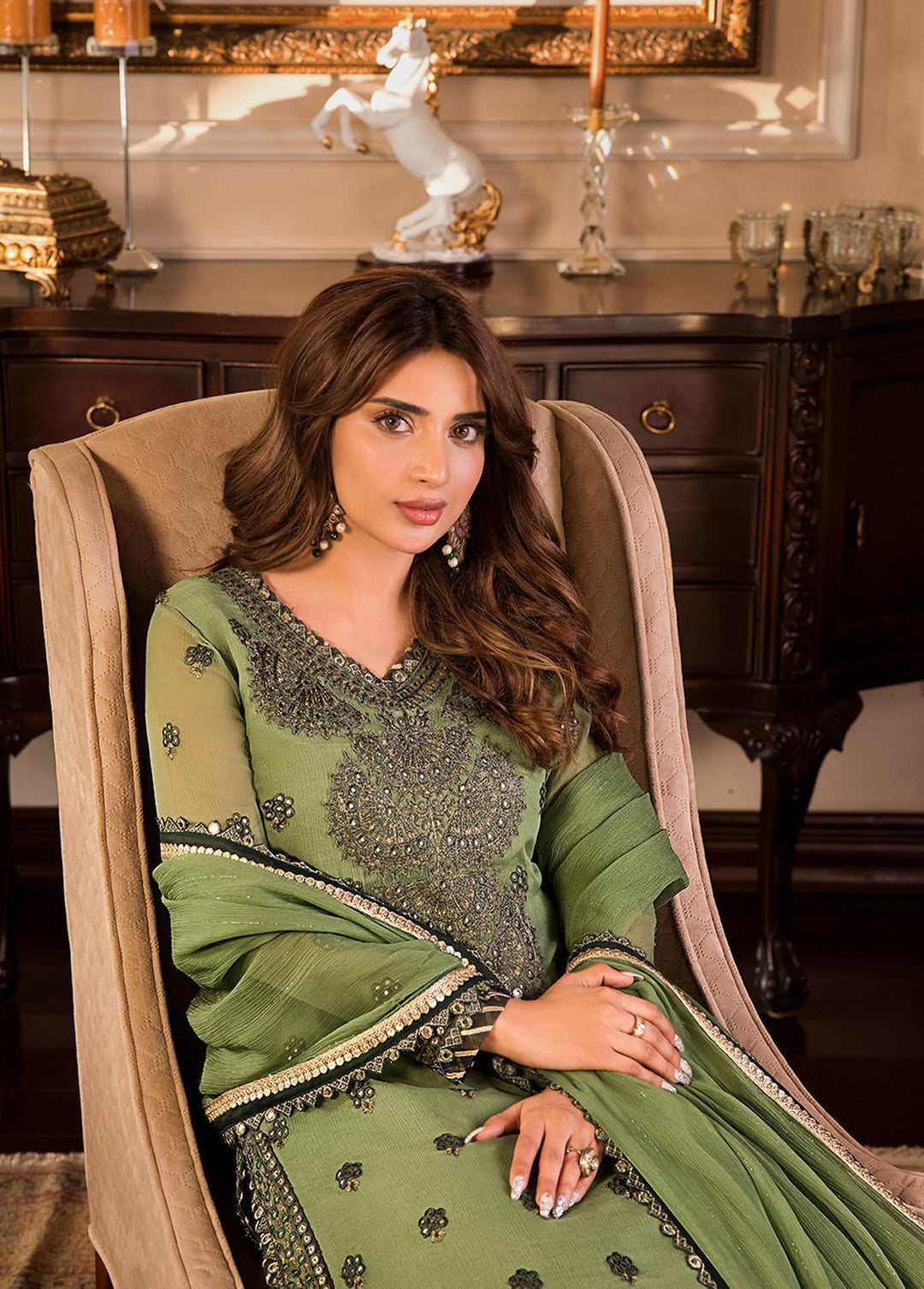 Maahru & Noorie by Asim Jofa Embroidered Chiffon Suits Unstitched 3 Piece AJ23MN AJSM-23 - Festive Collection