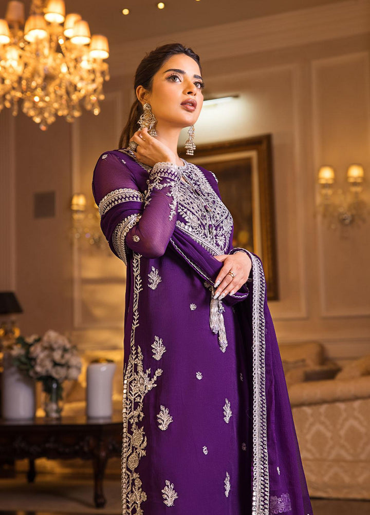 Maahru & Noorie by Asim Jofa Embroidered Chiffon Suits Unstitched 3 Piece AJ23MN AJSM-25 - Festive Collection