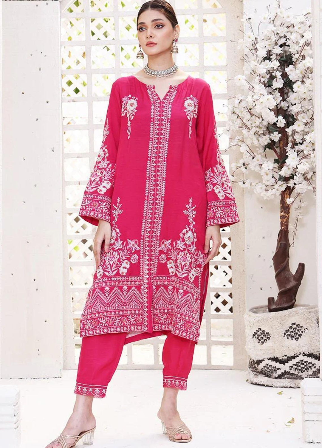 MAK Fashion Pret Embroidered Raw Silk 3 Piece Suit MAK23PST Maahru