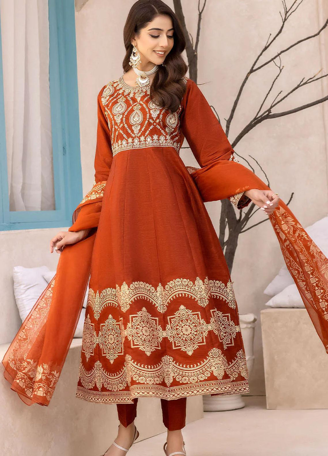 Madame Luxury Pret  Raw Silk 3 Piece Suit 2568