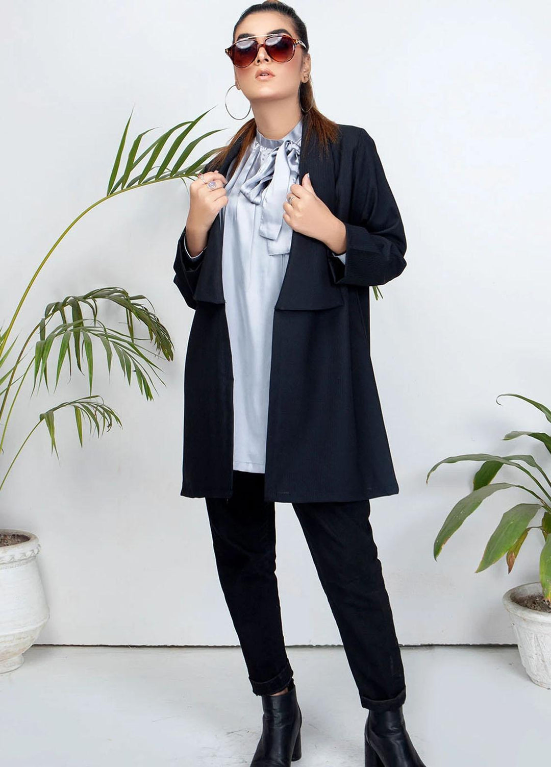 Madame Casual Pret  Polyester Viscose Coat MDM21NP Z07 Black