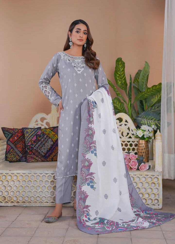 Madame Pret Embroidered Linen 3 Piece Suit 7035