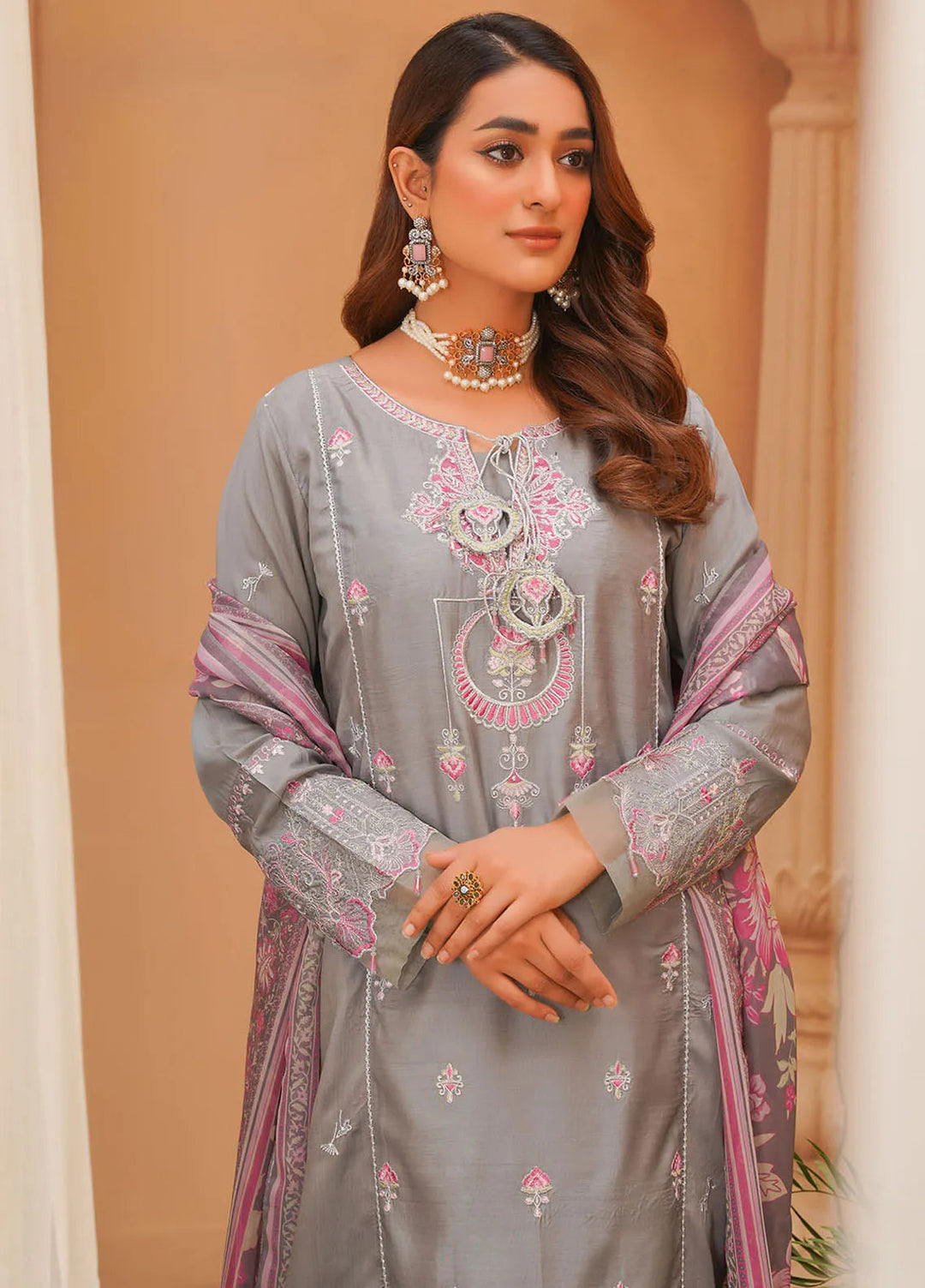 Madame Pret Embroidered Viscose 3 Piece Suit 7039
