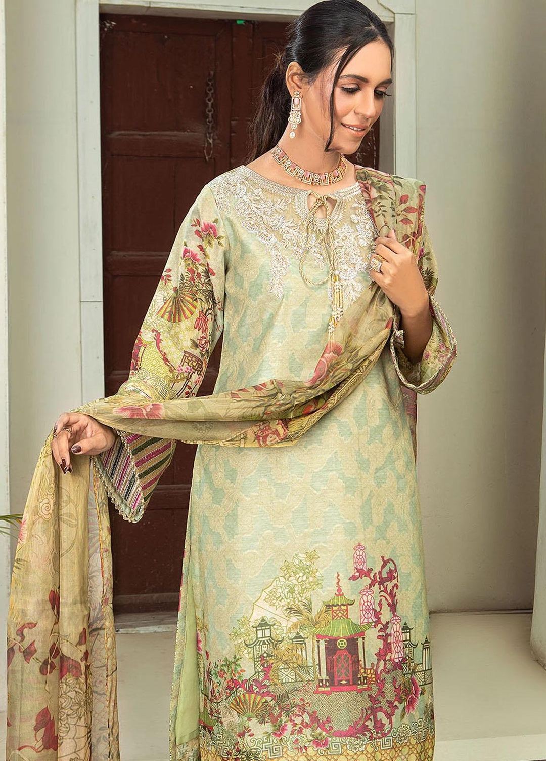 Madame Pret Embroidered Cotton 3 Piece Suit MDM21ZV 2418