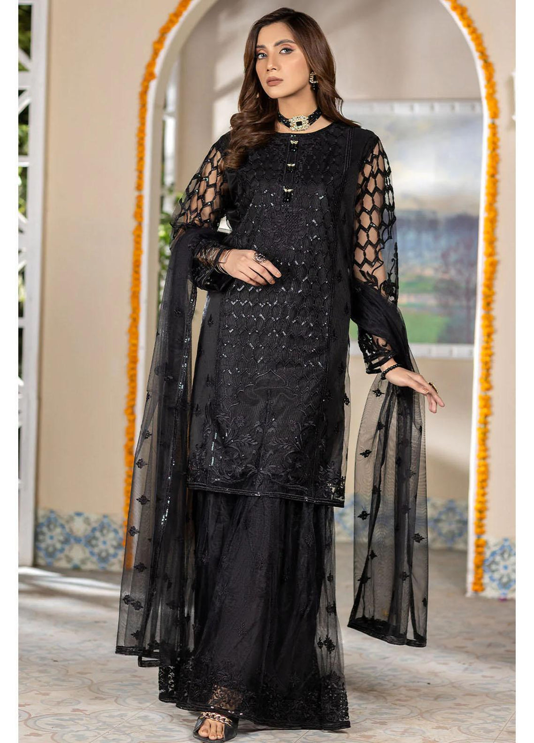 Madame Luxury Pret  Net 3 Piece Suit 2535