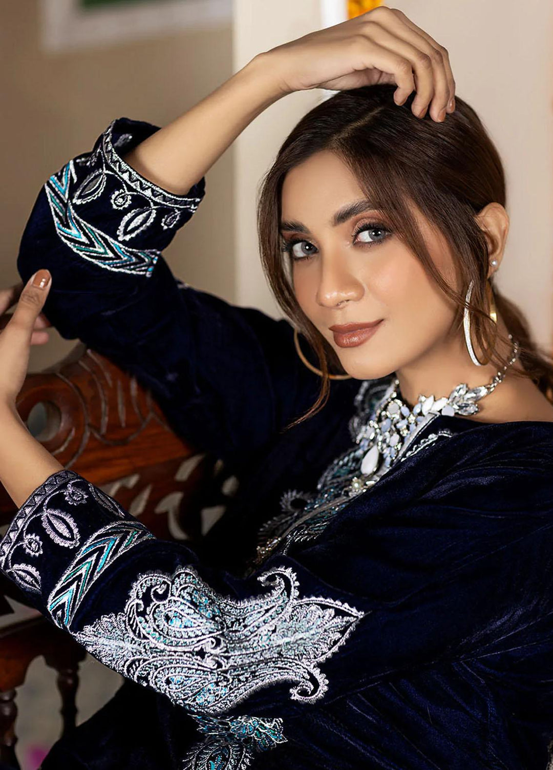 Madame Luxury Pret  Velvet Shirt 2549