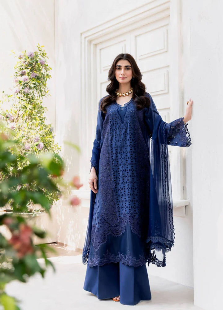 Magnolia Garden by Manara Embroidered Lawn Suits Unstitched 3 Piece MNA25MG Indigo - Summer Collection