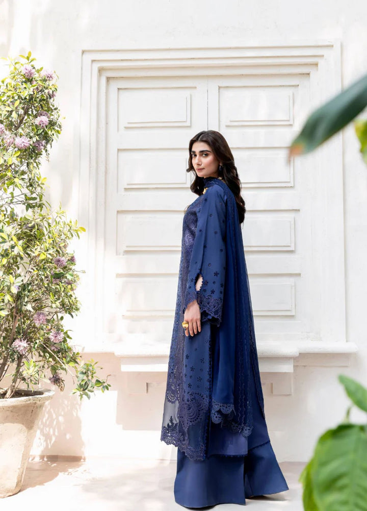 Magnolia Garden by Manara Embroidered Lawn Suits Unstitched 3 Piece MNA25MG Indigo - Summer Collection