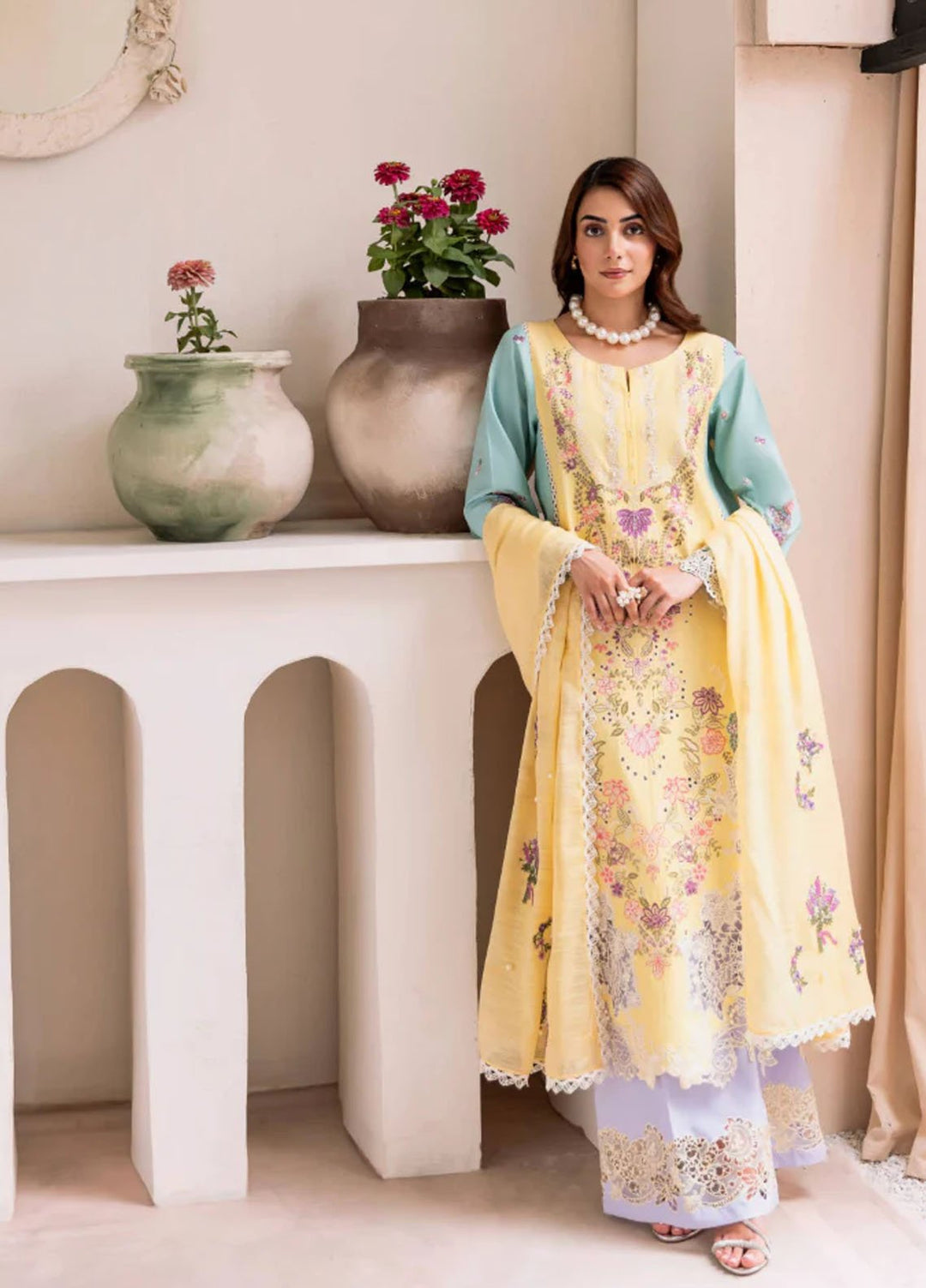 Magnolia Garden by Manara Embroidered Lawn Suits Unstitched 3 Piece MNA25MG Macaron - Summer Collection