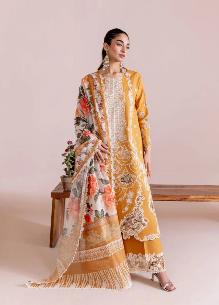Magnolia Garden by Manara Embroidered Lawn Suits Unstitched 3 Piece MNA25MG Marygold - Summer Collection