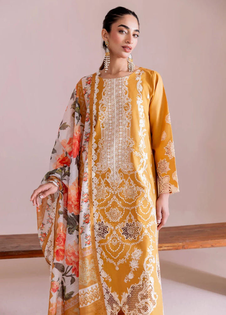 Magnolia Garden by Manara Embroidered Lawn Suits Unstitched 3 Piece MNA25MG Marygold - Summer Collection