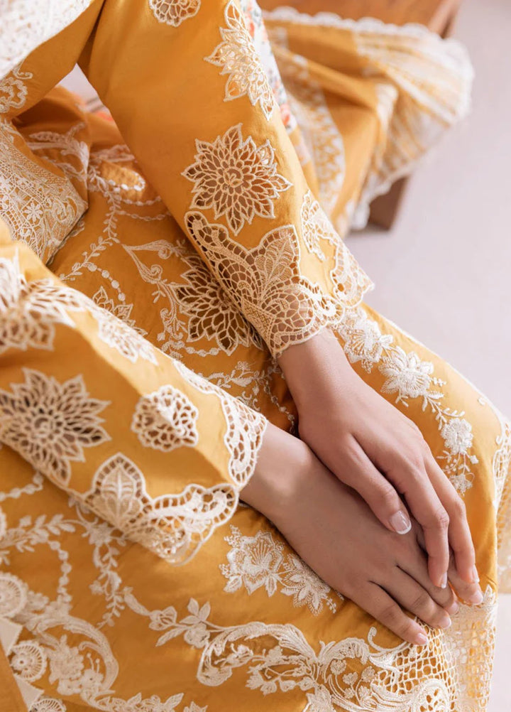 Magnolia Garden by Manara Embroidered Lawn Suits Unstitched 3 Piece MNA25MG Marygold - Summer Collection