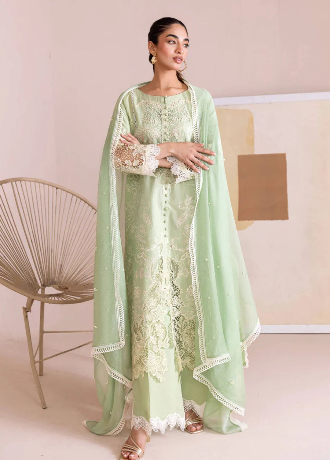 Magnolia Garden by Manara Embroidered Lawn Suits Unstitched 3 Piece MNA25MG Sage - Summer Collection