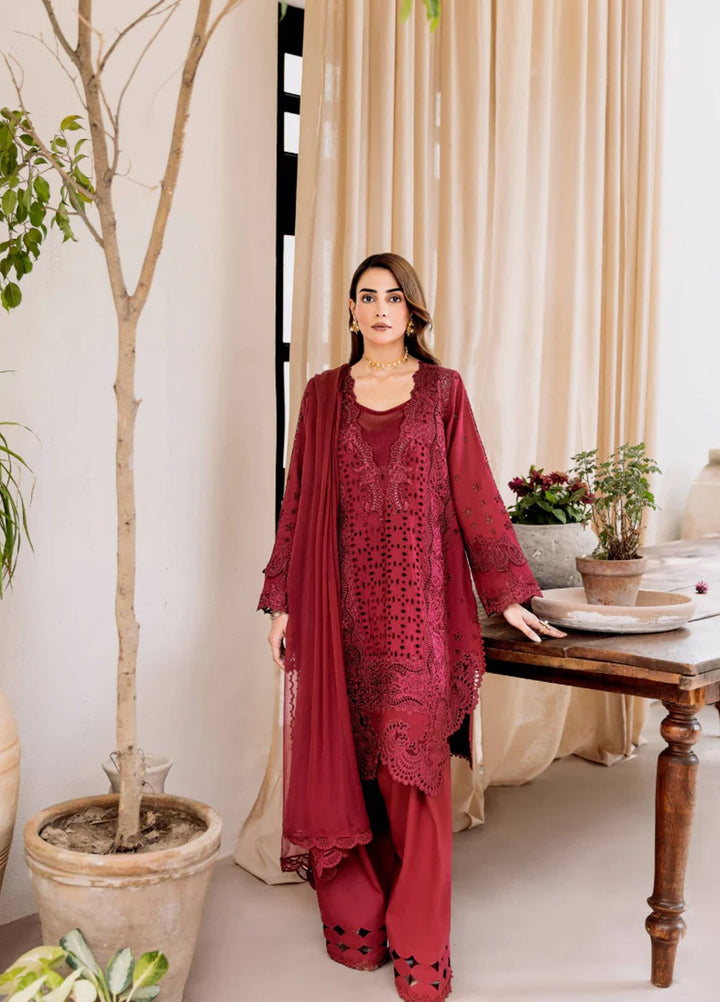 Magnolia Garden by Manara Embroidered Lawn Suits Unstitched 3 Piece MNA25MG Scarlet - Summer Collection
