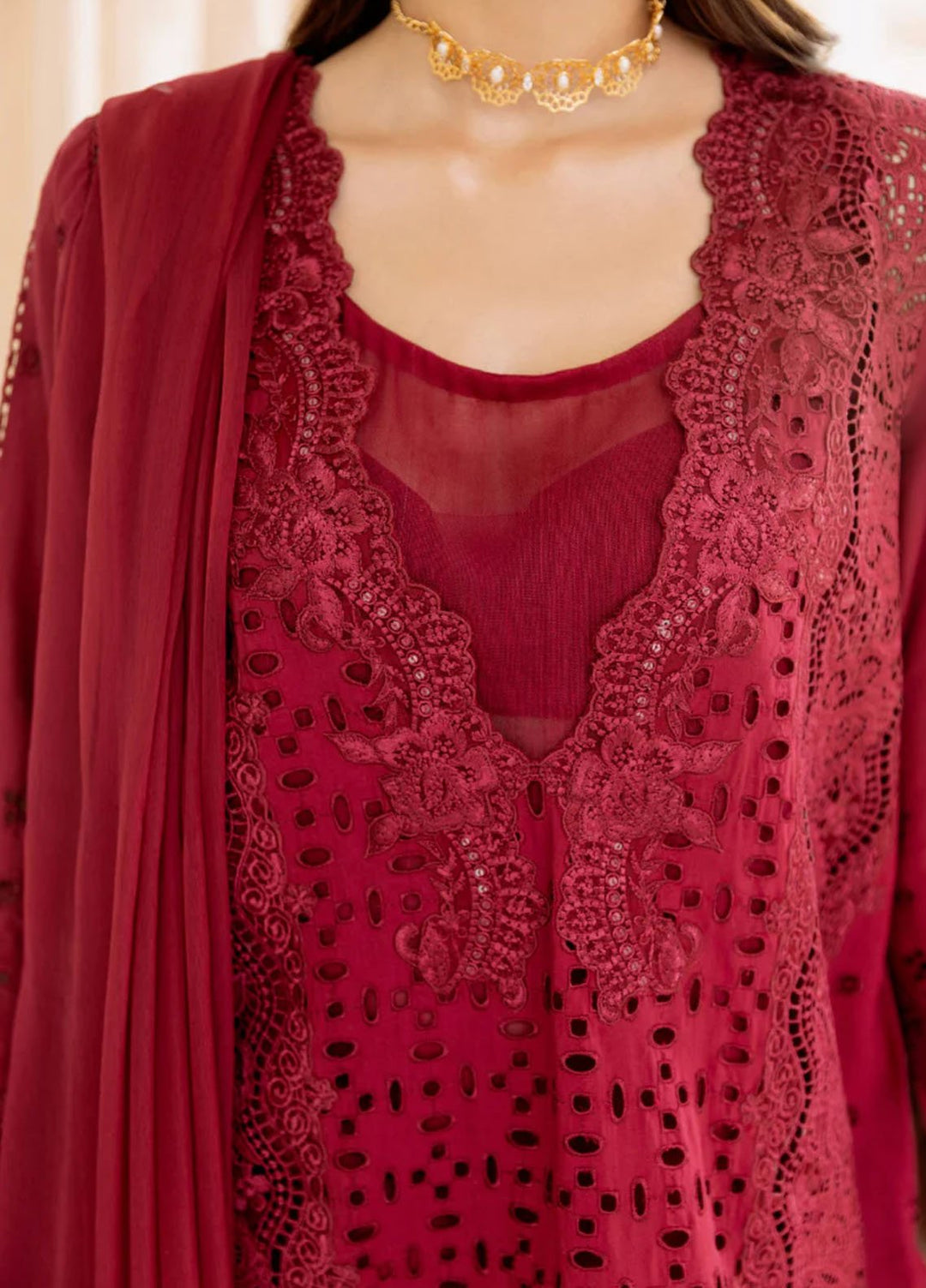 Magnolia Garden by Manara Embroidered Lawn Suits Unstitched 3 Piece MNA25MG Scarlet - Summer Collection