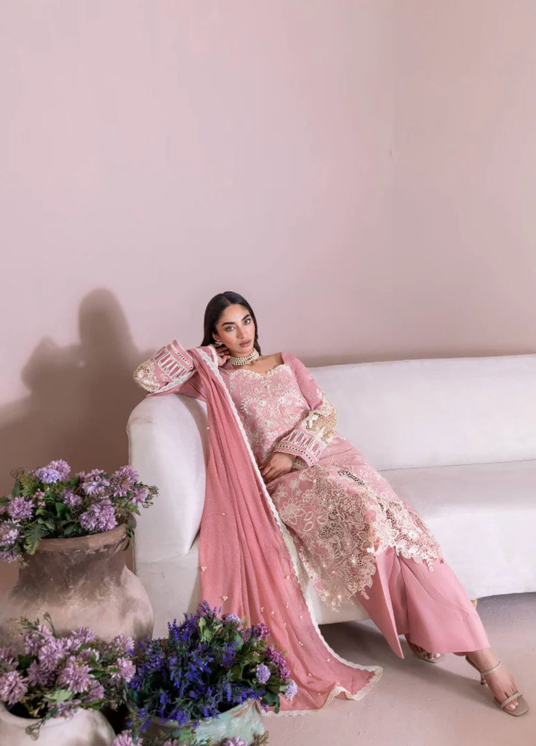 Magnolia Garden by Manara Embroidered Lawn Suits Unstitched 3 Piece MNA25MG Tearose - Summer Collection