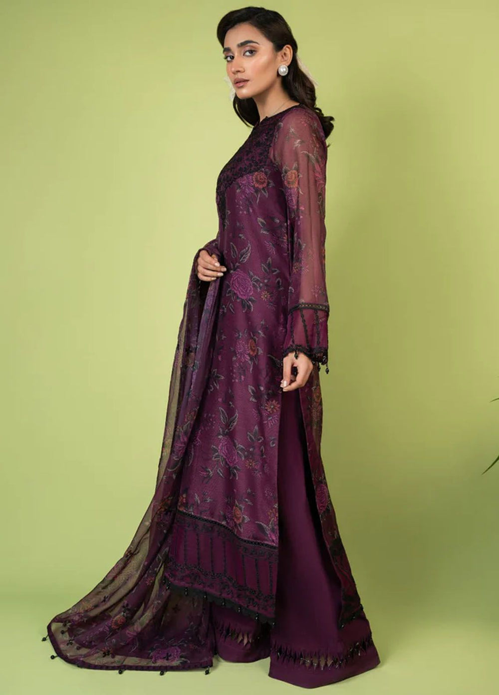 Mah-e-Meer by Meeral Embroidered Khaadi Net Suits Unstitched 3 Piece MRL24M Janan - Summer Collection