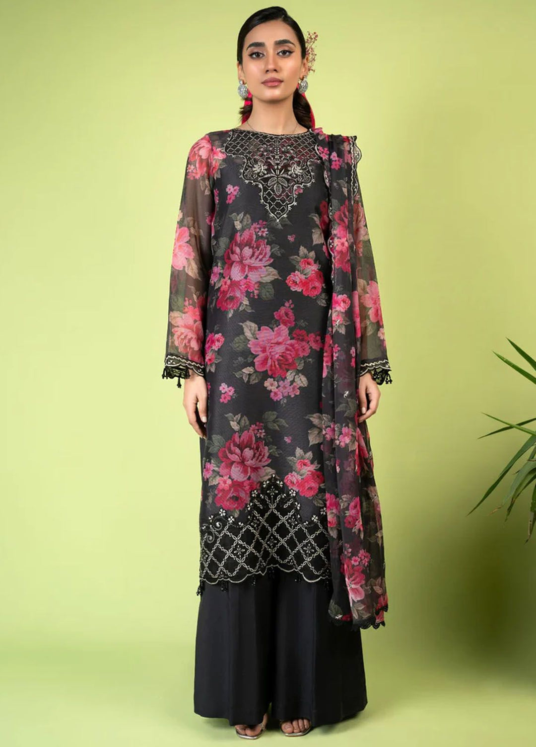 Mah-e-Meer by Meeral Embroidered Khaadi Net Suits Unstitched 3 Piece MRL24M Mehroosh - Summer Collection