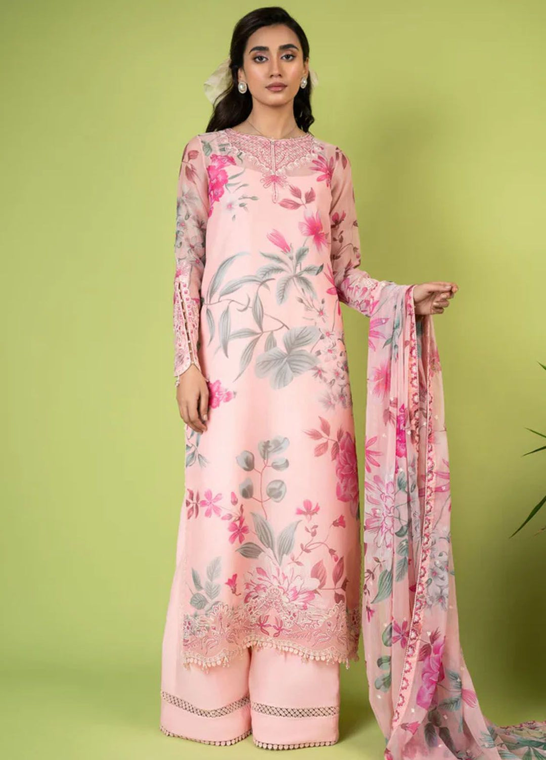 Mah-e-Meer by Meeral Embroidered Khaadi Net Suits Unstitched 3 Piece MRL24M Nargis - Summer Collection