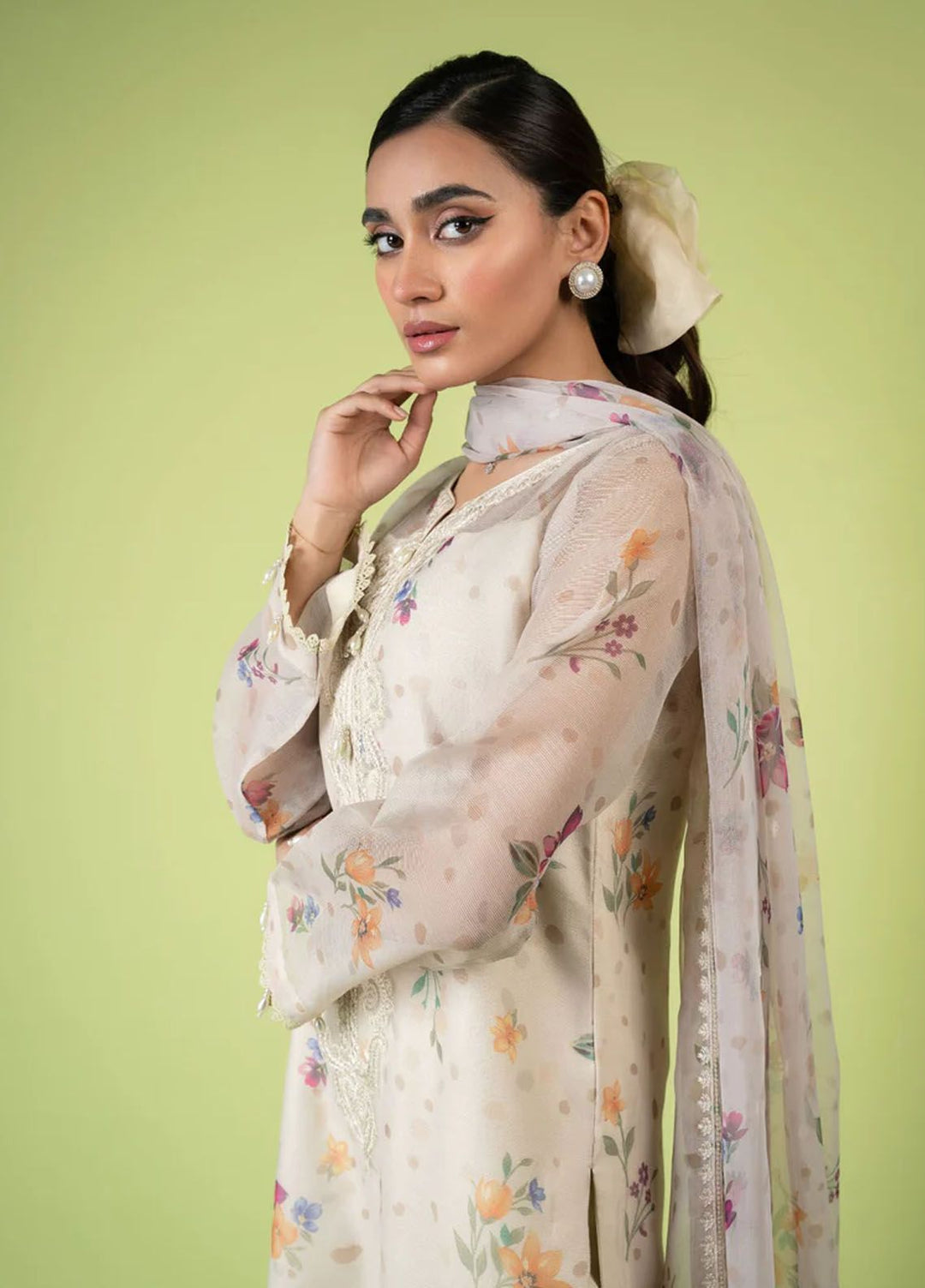Mah-e-Meer by Meeral Embroidered Khaadi Net Suits Unstitched 3 Piece MRL24M Roshaan - Summer Collection