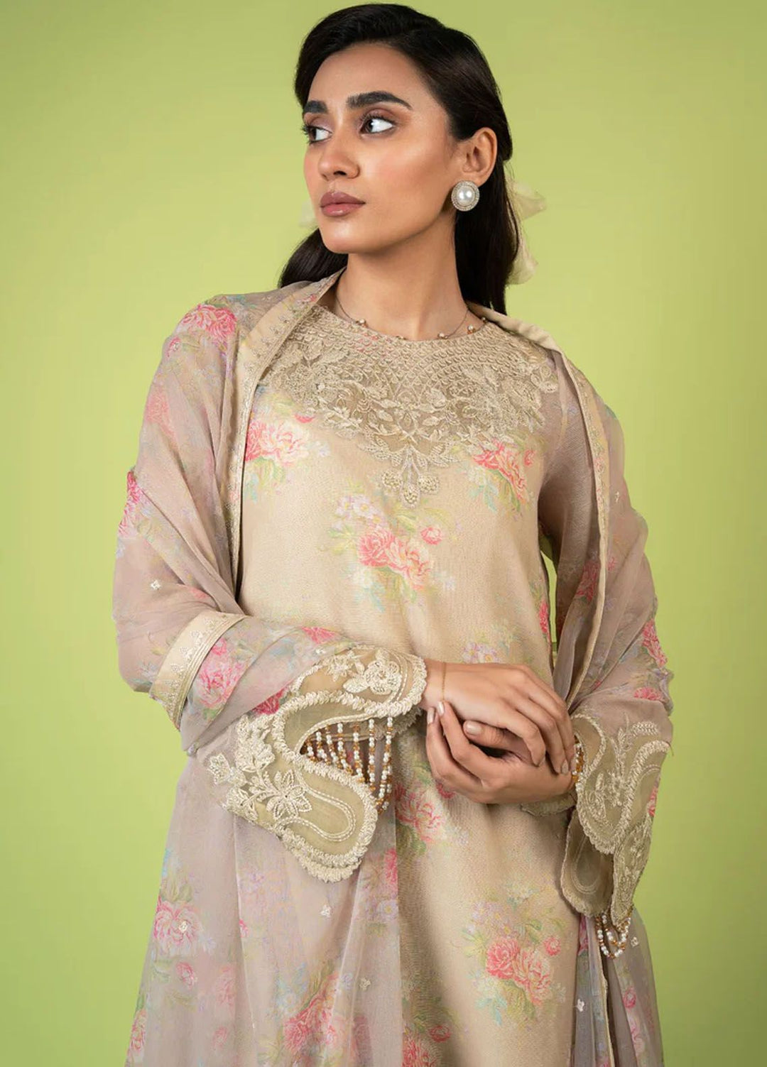 Mah-e-Meer by Meeral Embroidered Khaadi Net Suits Unstitched 3 Piece MRL24M Zuriya - Summer Collection
