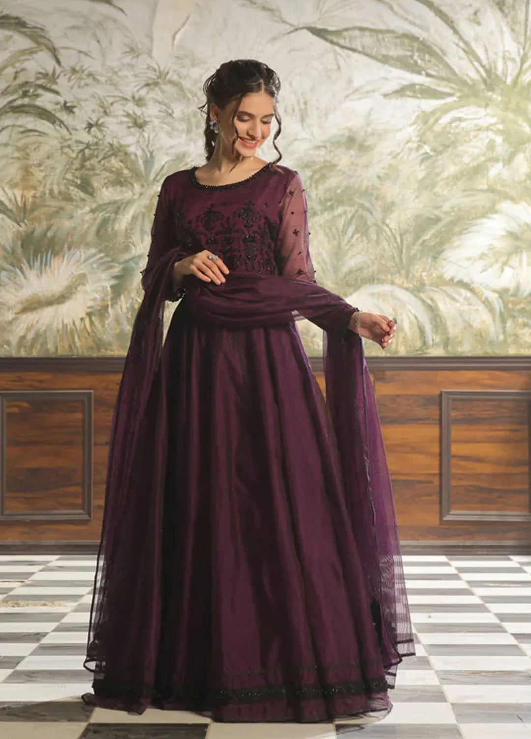 Mah e Noor by Rehan N Muzammil Pret Embroidered Khadi Net 2 Piece Suit Acacia