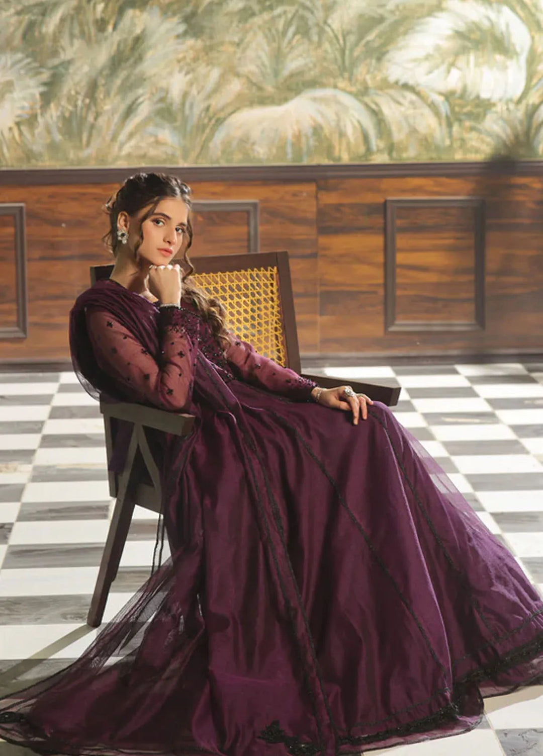 Mah e Noor by Rehan N Muzammil Pret Embroidered Khadi Net 2 Piece Suit Acacia