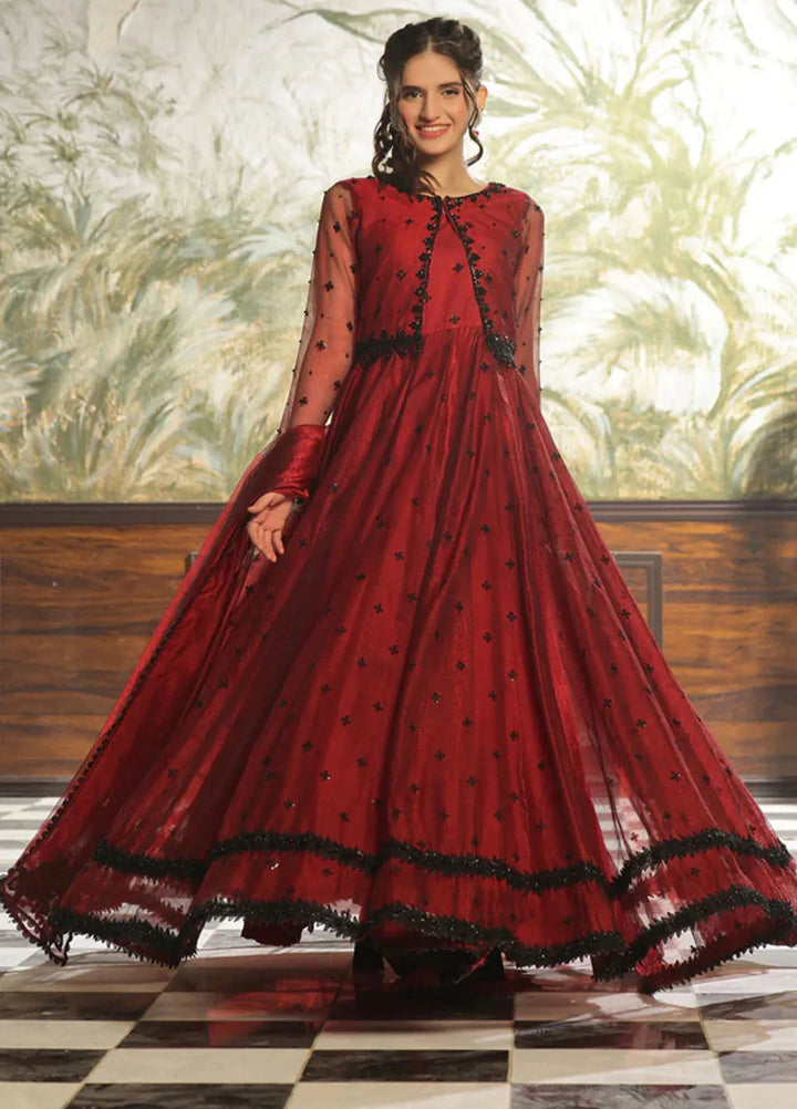 Mah e Noor by Rehan N Muzammil Pret Embroidered Khadi Net 3 Piece Suit Lupine