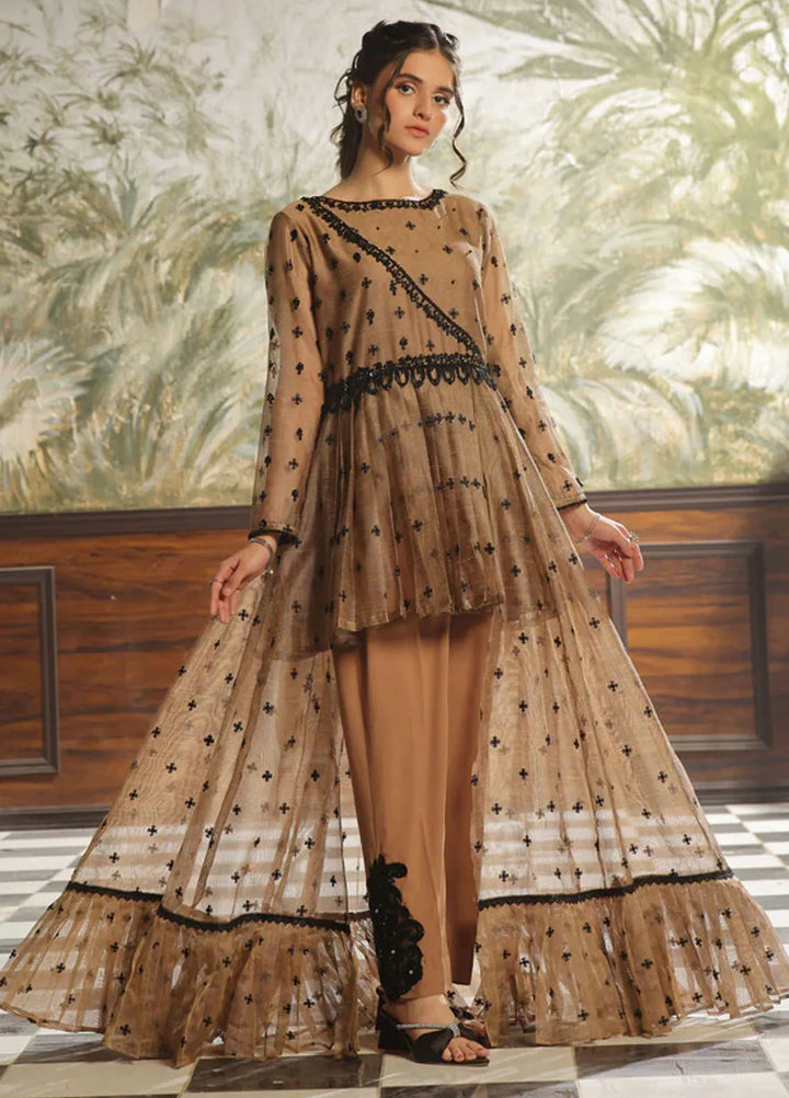 Mah e Noor by Rehan N Muzammil Pret Embroidered Khadi Net 3 Piece Suit Myrtle