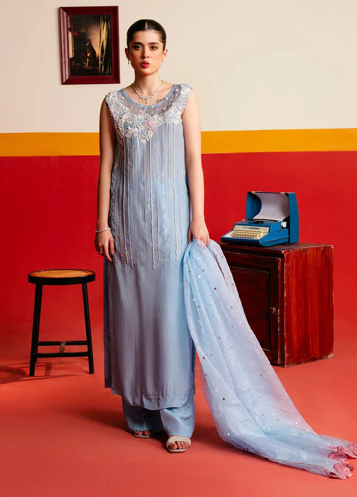 Maham Sultan Embroidered Pret Raw Silk 3 Piece Suit Meraki