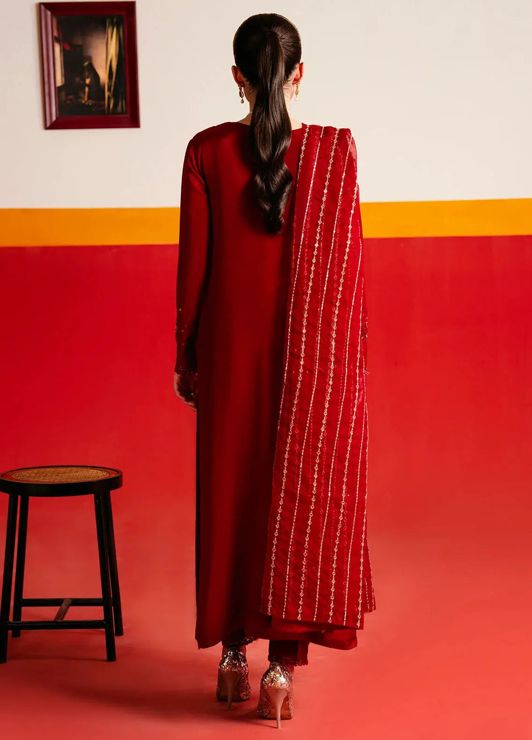 Maham Sultan Embroidered Pret Tussle Silk 3 Piece Suit Amour