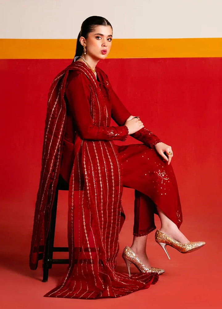 Maham Sultan Embroidered Pret Tussle Silk 3 Piece Suit Amour