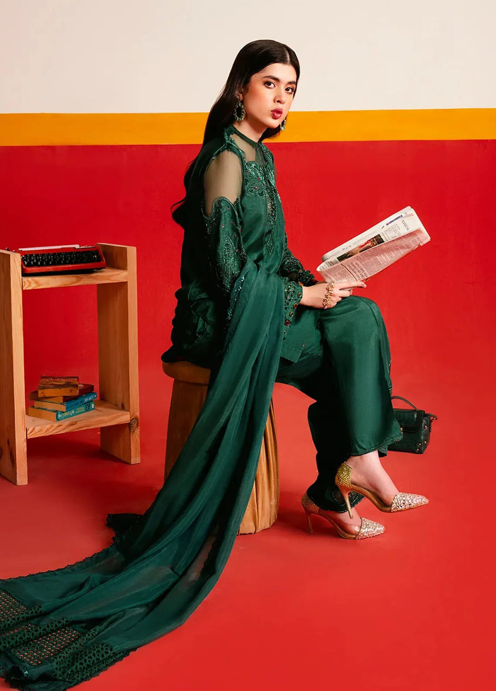 Maham Sultan Embroidered Pret Tussle Silk 3 Piece Suit Kismet