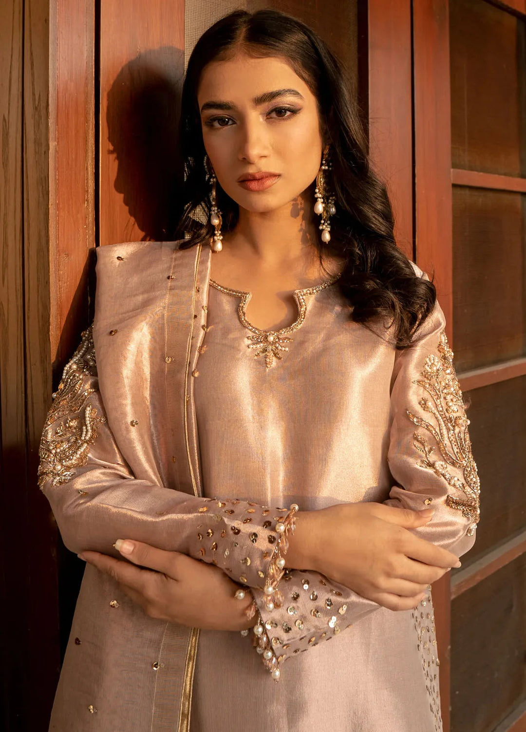 Maham Sultan Pret Embroidered Korean Silk 3 Piece Suit Aida