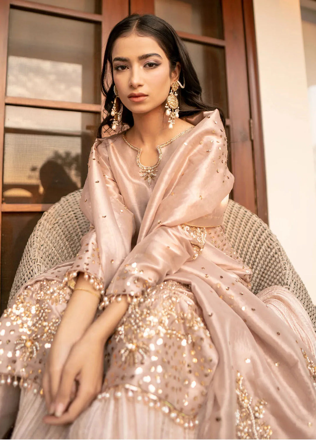 Maham Sultan Pret Embroidered Korean Silk 3 Piece Suit Aida