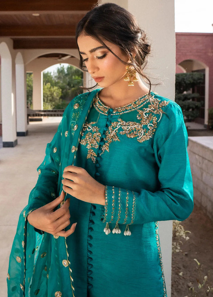 Maham Sultan Pret Embroidered Korean Silk 3 Piece Suit Naznien