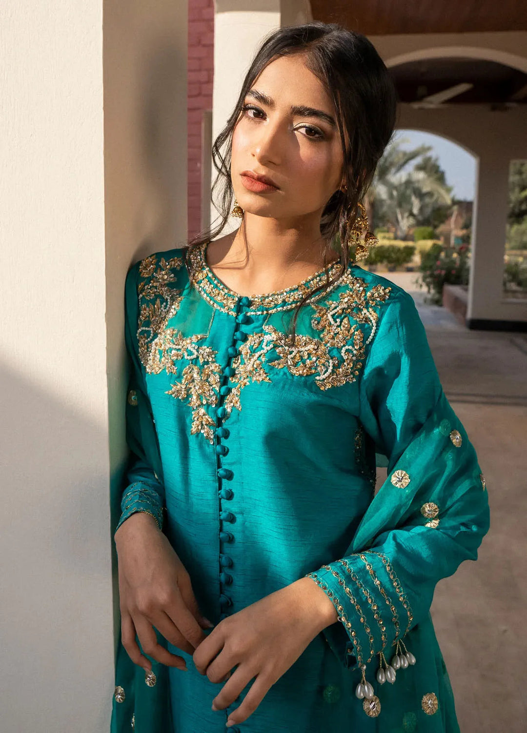 Maham Sultan Pret Embroidered Korean Silk 3 Piece Suit Naznien
