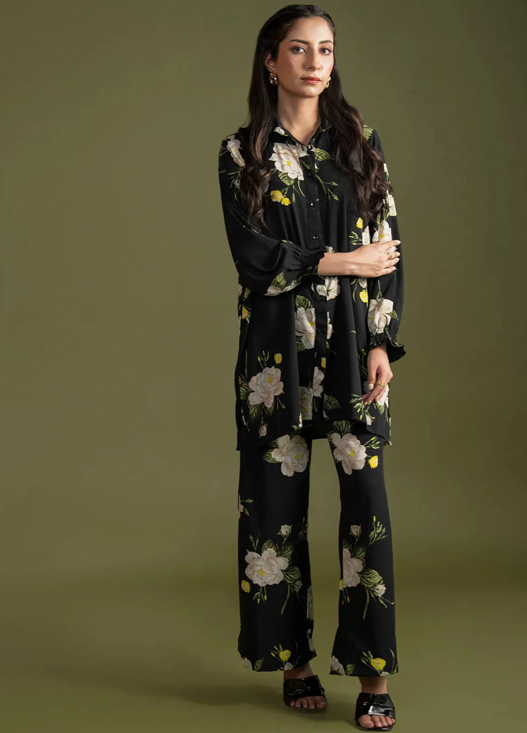 Maham Sultan Pret Printed Georgette 2 Piece Suit Noir