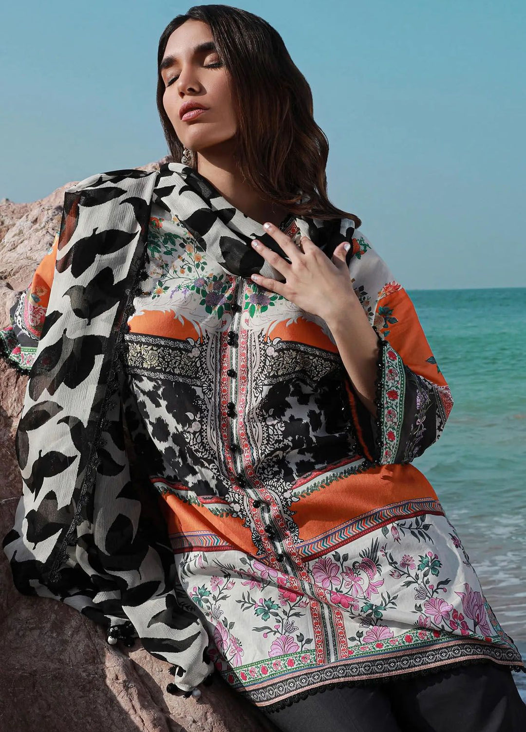 Mahay by Sana Safinaz Printed Lawn Suits Unstitched 2 Piece SS24MH 27B - Spring Summer Collection